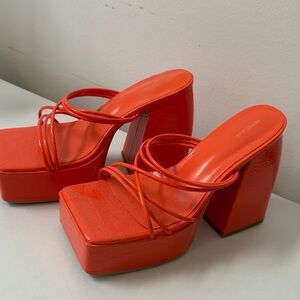 PrettyLittleThing Bold Orange Platform Sandals